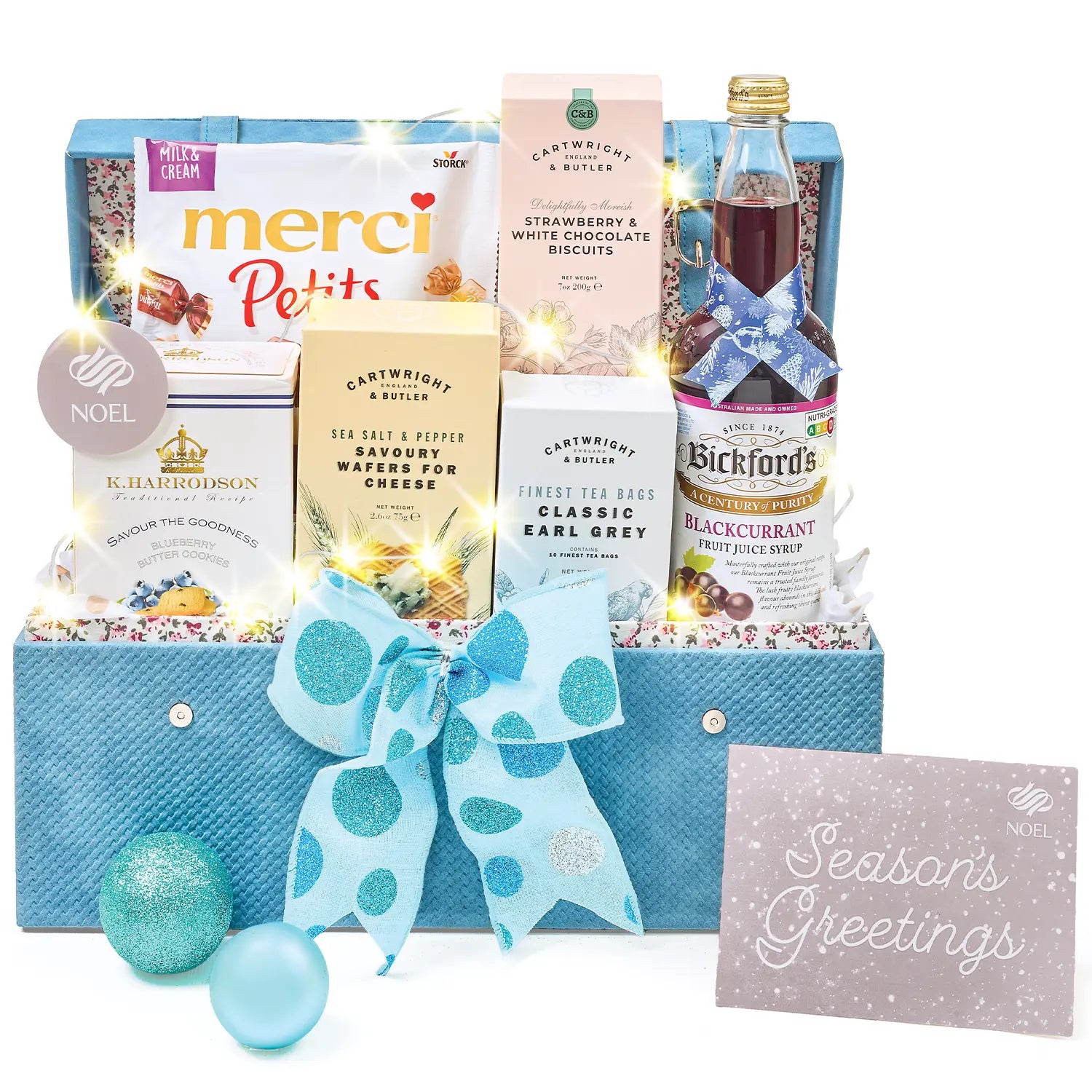 Blue Glimmer Christmas Hamper with Fairy Lights