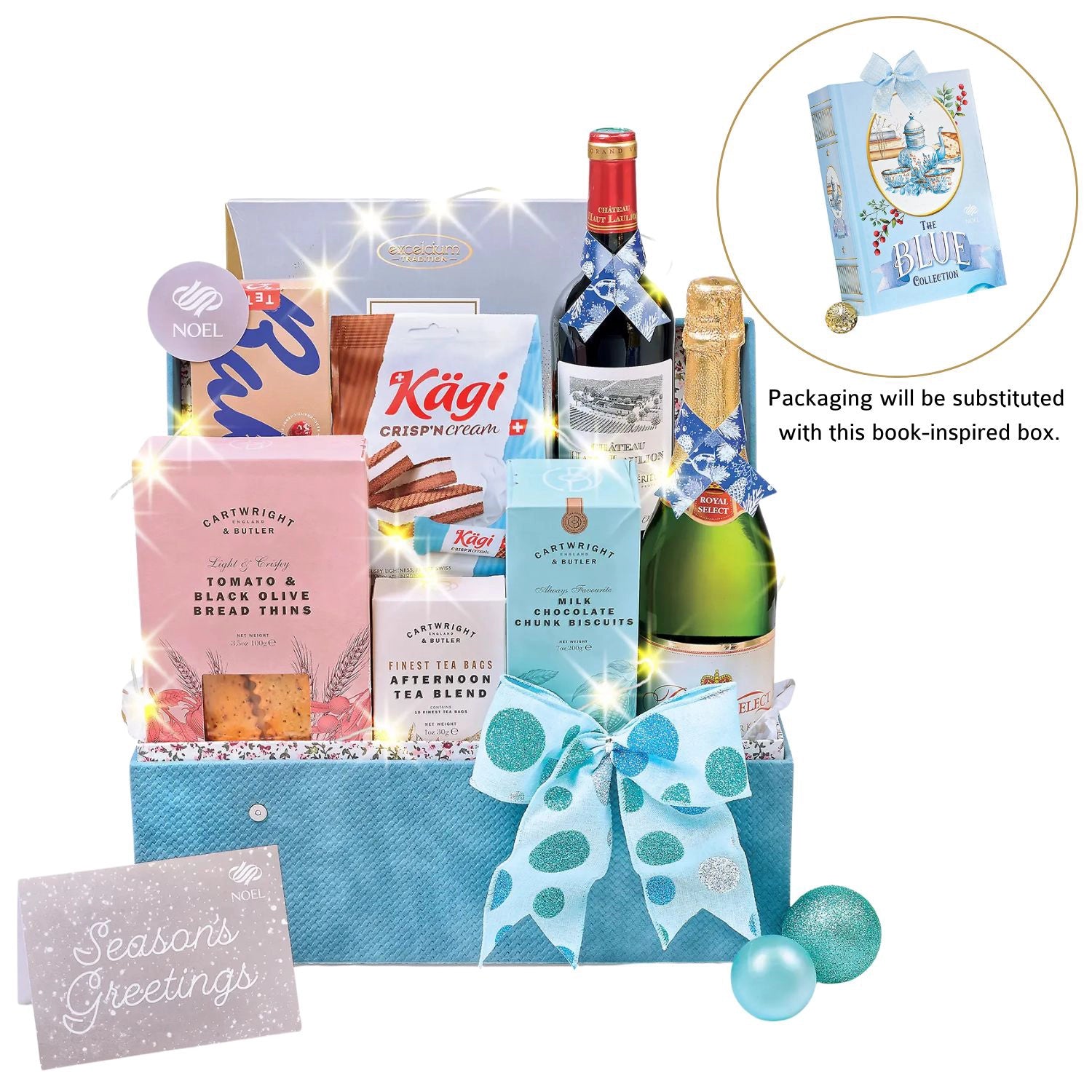Blue Sparkle Christmas Hamper with Fairy Lights