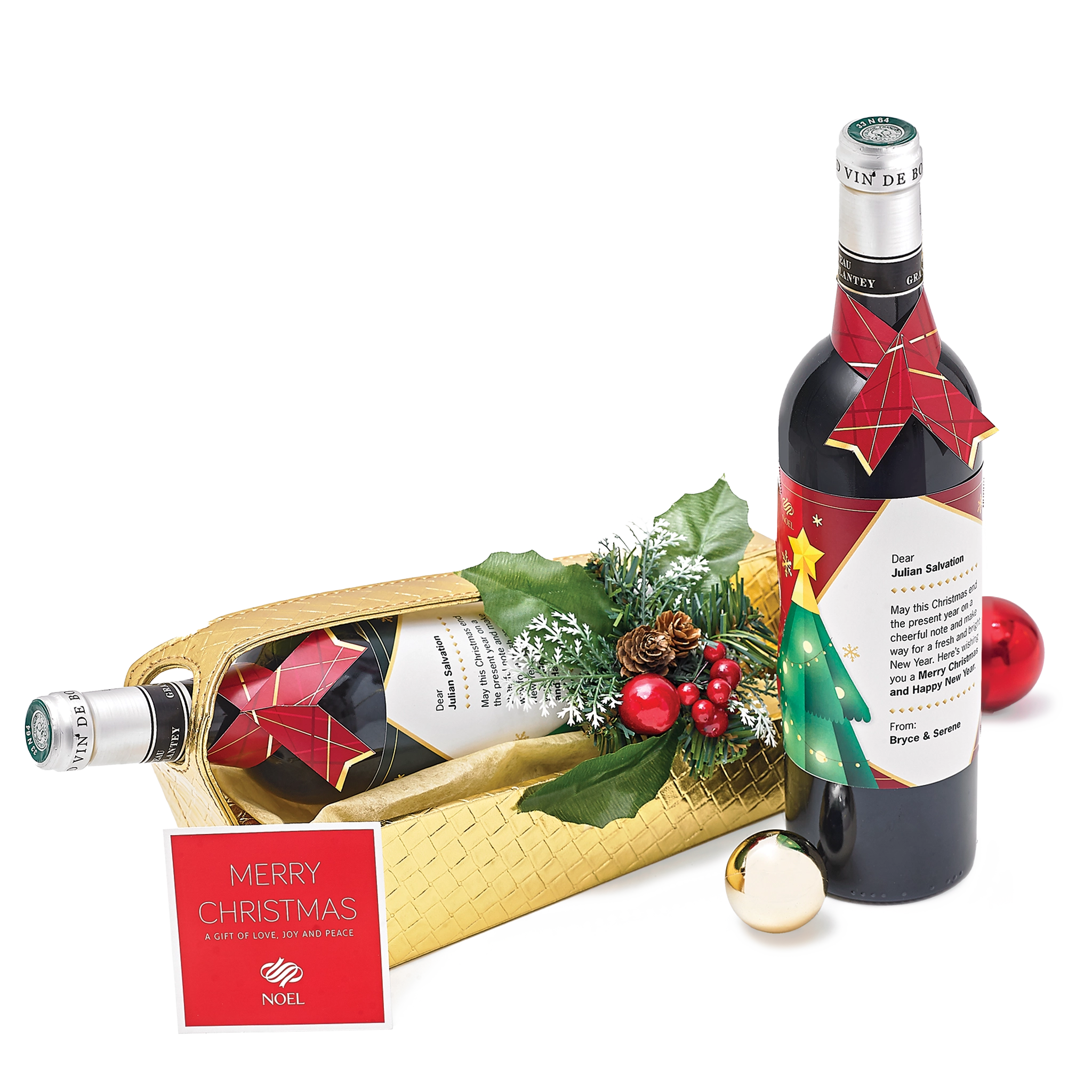 Personalised Christmas Wine Gift Hamper – Chateau Grand Plantey Bordeaux Rouge