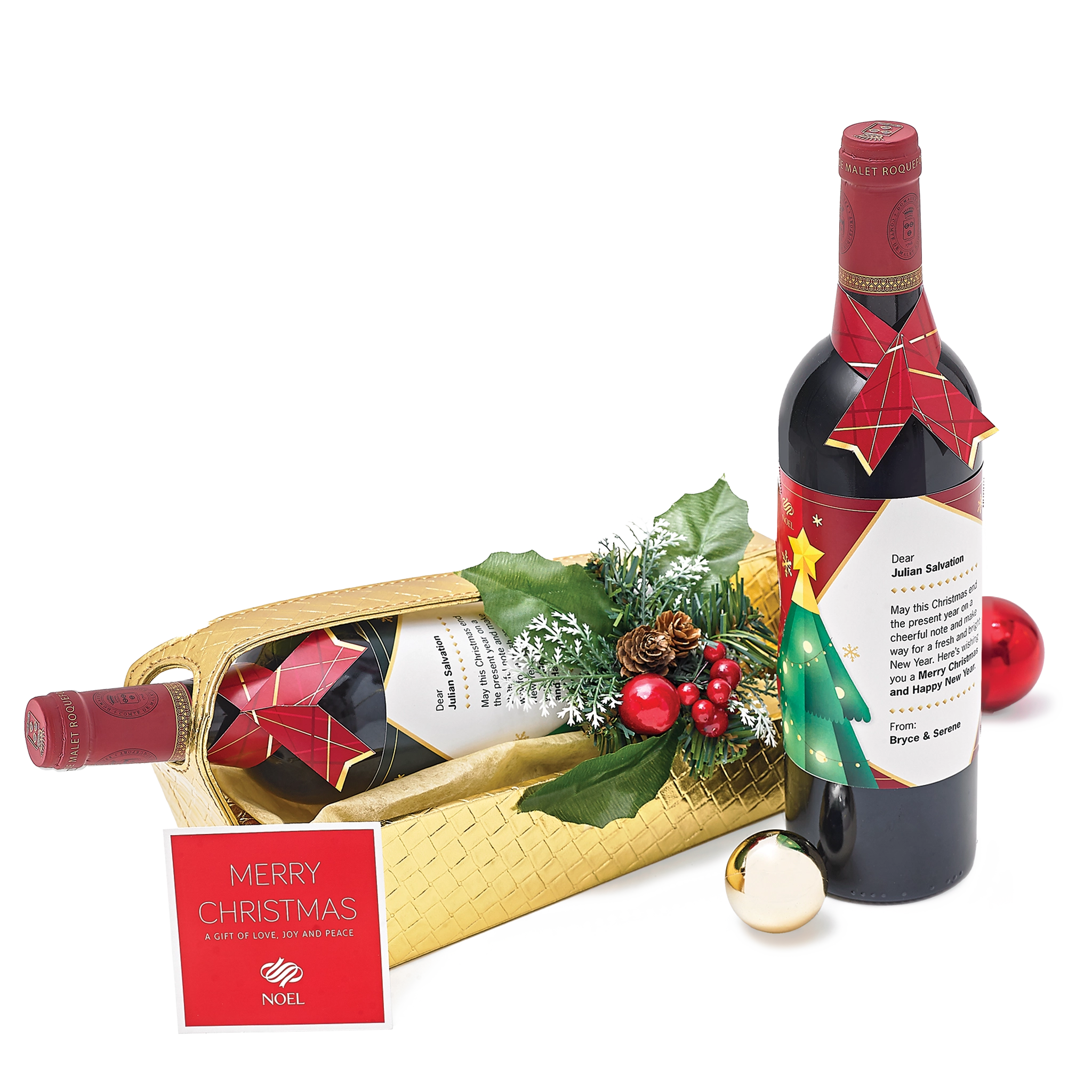 Personalised Christmas Wine Gift Hamper – Thistledown The Opportunist Shiraz